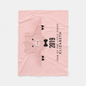 お洒落ピンク色の豚が中国のかわいい フリースブランケット (正面)