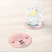 お洒落ピンク色の豚が中国のかわいい ラウンドペーパーコースター (インサイチュ)