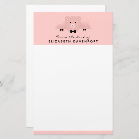 お洒落ピンク色の豚が中国のかわいい 便箋 (正面/裏面)