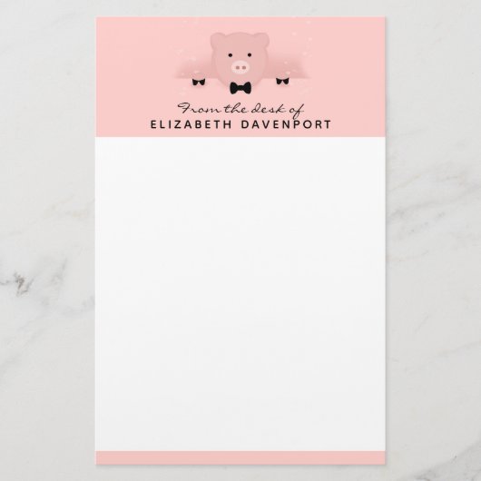 お洒落ピンク色の豚が中国のかわいい 便箋 (正面)