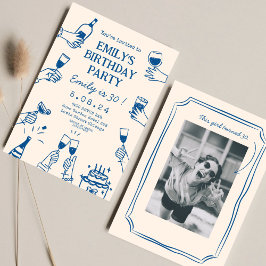 お洒落ファンキー予測できなスケッチ30番目誕生日 招待状