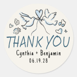 お洒落ファンキーCute Hand Drawn結婚's Thank You ラウンドシール