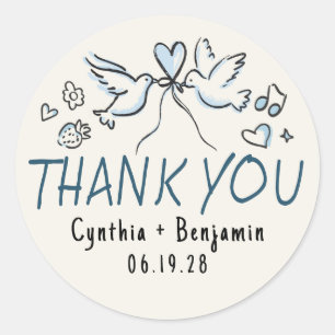 お洒落ファンキーCute Hand Drawn結婚's Thank You ラウンドシール