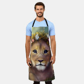 お洒落ファンタジーかわいいかわいいベビーライオンの子 エプロン (着用した状態)