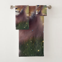 お洒落ファンタジーかわいいかわいいベビーライオンの子 バスタオルセット