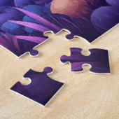 お洒落ファンタジーの白熱［赤熱］光を放つ森 ジグソーパズル (側面)