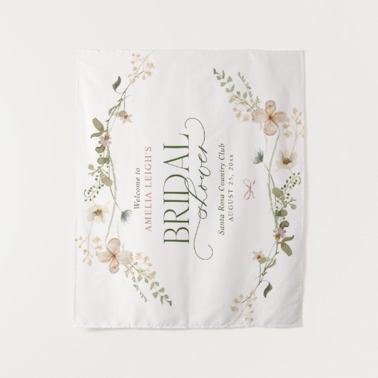 お洒落フェアリーターガーデン&ボウズブライダルシャワータ タペストリー (正面)