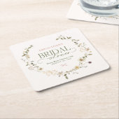 お洒落フェアリーターガーデン&ボウズブライダルシャワー スクエアペーパーコースター (アングル)