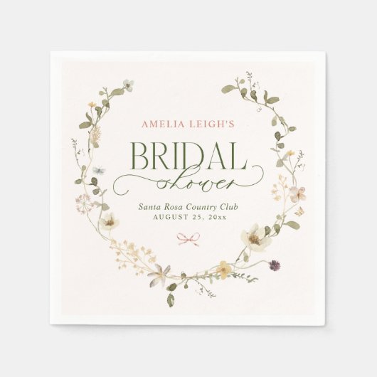 お洒落フェアリーターガーデン&ボウズブライダルシャワー スタンダードカクテルナプキン (正面)