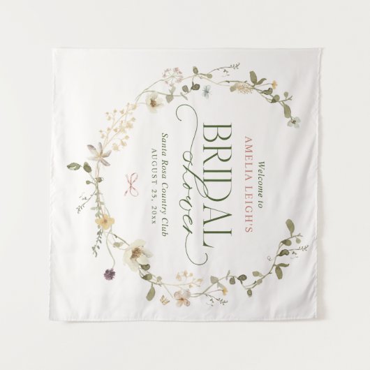 お洒落フェアリーターガーデン&ボウズブライダルシャワー タペストリー (正面(横))