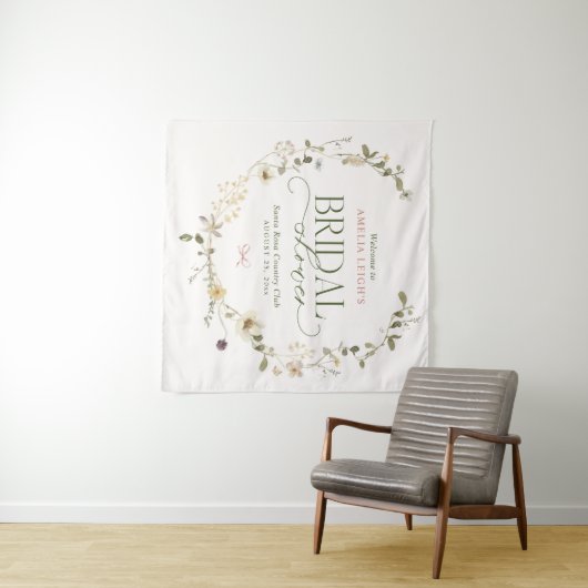 お洒落フェアリーターガーデン&ボウズブライダルシャワー タペストリー (インサイチュ(横))