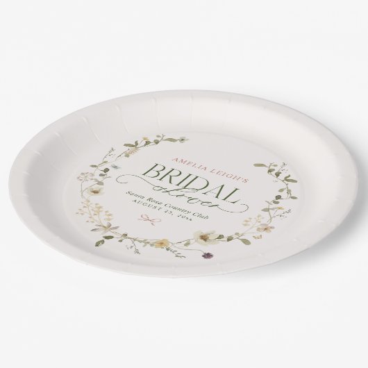 お洒落フェアリーターガーデン&ボウズブライダルシャワー ペーパープレート (アングル)