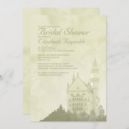 お洒落フェアリータールキャッスルブライダルシャワー招待状 招待状 (正面/裏面)
