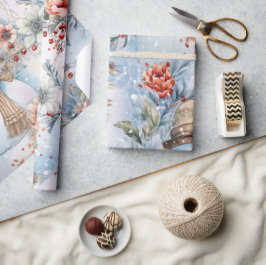 お洒落フェスティバルフローラ雪だるまの切り離し ラッピングペーパー