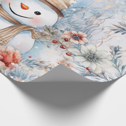 お洒落フェスティバルフローラ雪だるまの切り離し ラッピングペーパー (角)