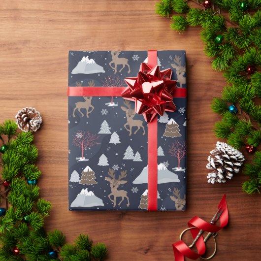 お洒落フェスティバル鹿ラッピング紙 ラッピングペーパー (クリスマスギフト)