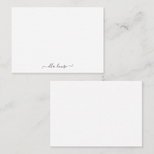 お洒落フェミニンエレガント黒のスクリプト名 ノートカード (正面/裏面)