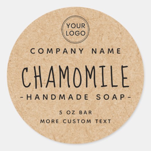 お洒落フォントクラフト紙ルック製品ラベル ラウンドシール (正面)