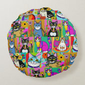 お洒落フォークアカラフルート ラウンドクッション (裏面)