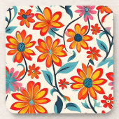 お洒落フォークアートの花 コースター (正面)