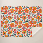 お洒落フォークアートの花 シェルパブランケット (正面(横))