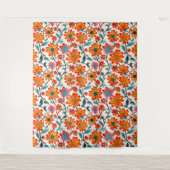 お洒落フォークアートの花 タペストリー (正面)