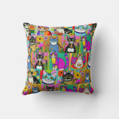 お洒落フォークアートスタイル猫漫画 クッション (裏面)