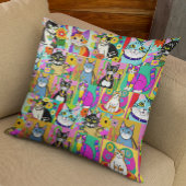 お洒落フォークアートスタイル猫漫画 クッション