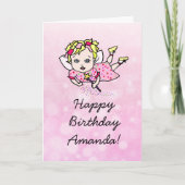 お洒落フォークアートフェアリーハッピーバースデー カード (正面)