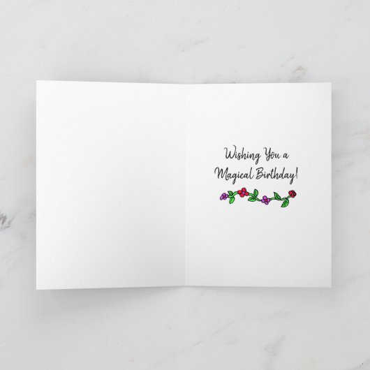 お洒落フォークアートフェアリーハッピーバースデー カード (内部)