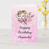 お洒落フォークアートフェアリーハッピーバースデー カード (黄色い花)