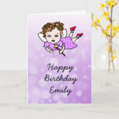 お洒落フォークアートフェアリーハッピーバースデー カード (黄色い花)