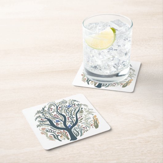 お洒落フォークアートフォレストアーストーン スクエアペーパーコースター (インサイチュ)