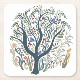 お洒落フォークアートフォレストアーストーン スクエアペーパーコースター