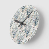 お洒落フォークアートフォレストアーストーン ラウンド壁時計 (傾斜)