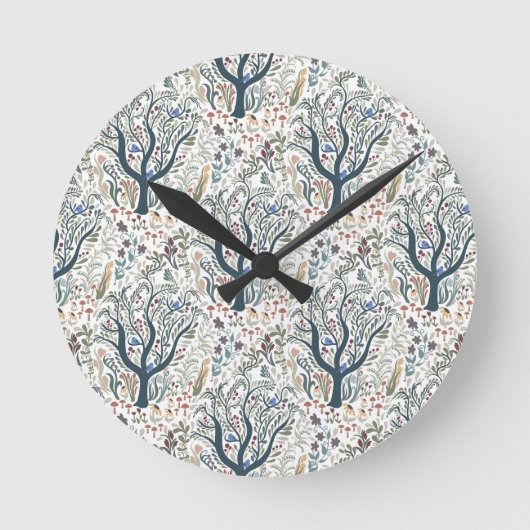 お洒落フォークアートフォレストアーストーン ラウンド壁時計 (正面)