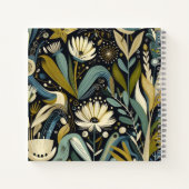 お洒落フォークアートフローラ&バードティール（緑がかった色）ワイルドフラワー ノートブック (裏面)