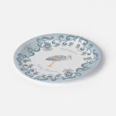 お洒落フォークアートブルー |ベビーシャワー紙プレート ペーパープレート (アングル)