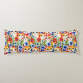 お洒落フォークアート水彩花と猫 ボディピロー (裏面)