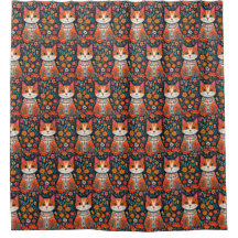 お洒落フォークアート猫と花