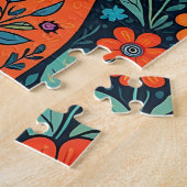 お洒落フォークアート猫と花 ジグソーパズル (側面)