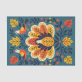 お洒落フォークアート秋の鳥と離れ 薄葉紙 (正面)