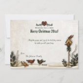 お洒落フォークアート雪だるまクリスマスフォトカード シーズンカード (裏面)