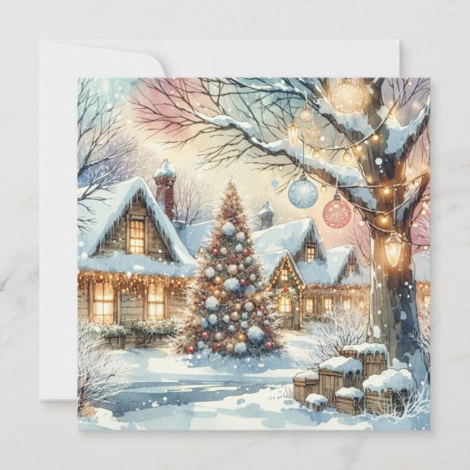 お洒落フォークヴィレッジパーソナライズされたクリスマス シーズンカード (正面)