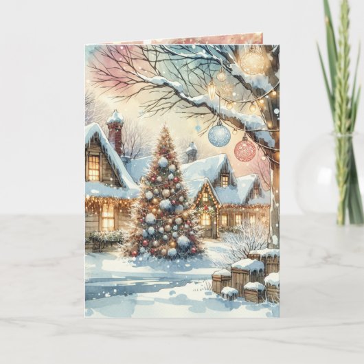 お洒落フォークヴィレッジパーソナライズされたクリスマス シーズンカード (正面)