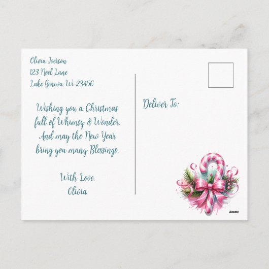 お洒落フォークヴィレッジパーソナライズされたクリスマス シーズンポストカード (裏面)