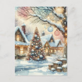 お洒落フォークヴィレッジパーソナライズされたクリスマス シーズンポストカード (正面)