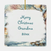 お洒落フォークヴィレッジパーソナライズされたクリスマス セラミックオーナメント (裏面)