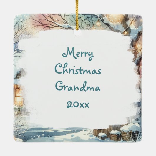 お洒落フォークヴィレッジパーソナライズされたクリスマス セラミックオーナメント (裏面)