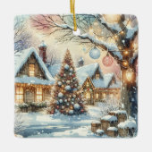 お洒落フォークヴィレッジパーソナライズされたクリスマス セラミックオーナメント (正面)